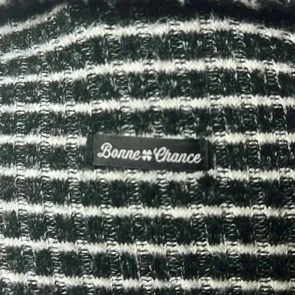 Lucky Brand Bonne Chance Cowl Neck Striped Sweater Size XS Black & White - Picture 7 of 9